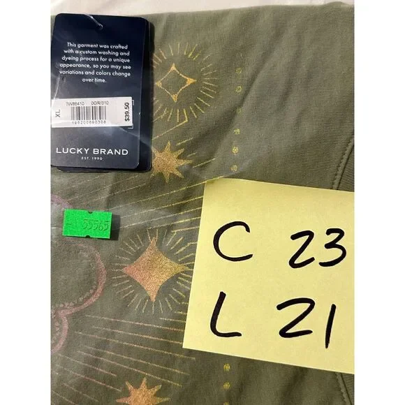 Lucky Brand Womens Oil Green Round Neck Ombre Hamsa Muscle Tank Top Size XL - Picture 8 of 8